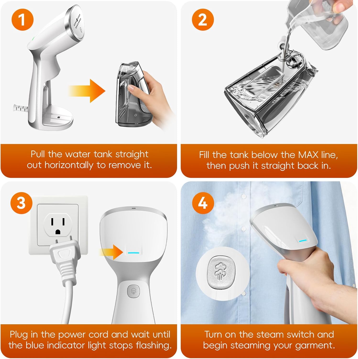 OGHom Portable Travel Handheld Steamer for Clothes, Garment Wrinkle Remover